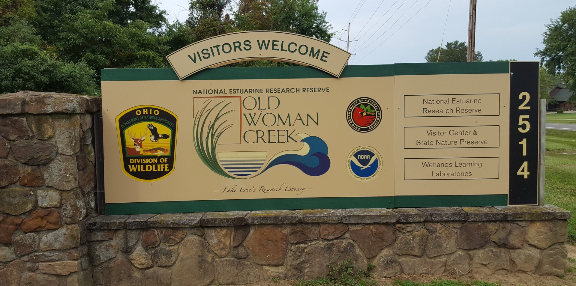 Old Woman Creek State Nature Preserve welcome board