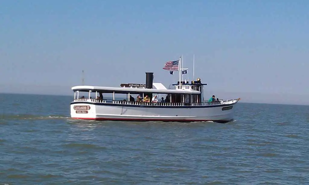A picture of the fishing charter boat on the water